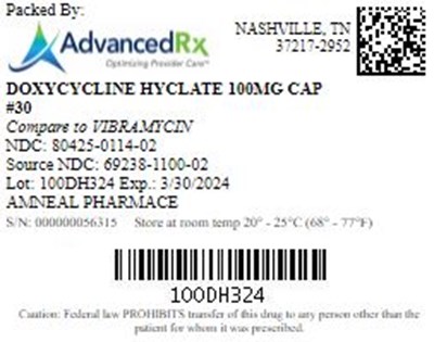 Doxycycline Hyclate 100mg Cap Qty 30 Ndc 80425 0114